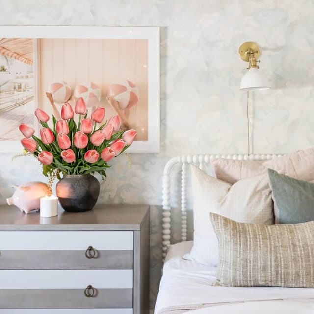 Detalle de Briful 20er Set künstliche Tulpen mit Real-Touch Latex (Polyurethan) – Deko für Home, Hochzeit & Party