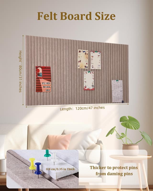 Detalle 2 de rokeblau Custom Large Cork Board by Size & Color (Beige, 120x80 cm) – Anti-Drilling Felt Bulletin Board