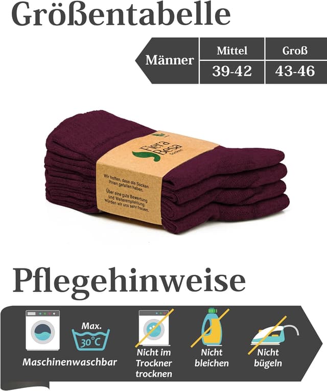 Detalle de Fiera Besa : lot de 4 paires de chaussettes diabétiques en bambou pour homme (sans couture à l’avant)