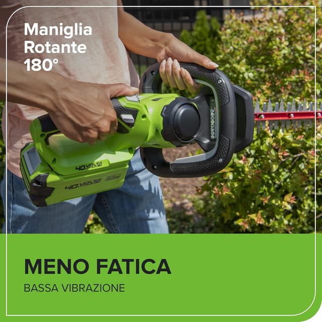 Detalle de Greenworks G40HT61K2 Tagliasiepi a batteria con lama doppia da 61 cm, taglio fino a 27 mm