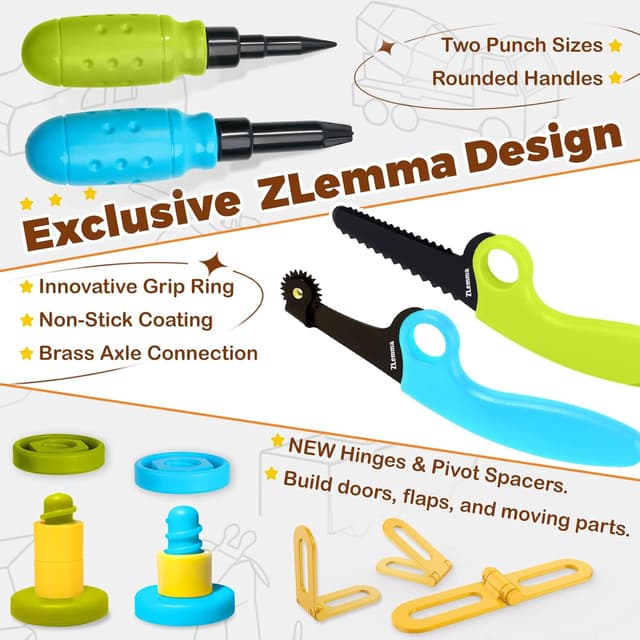 Detalle de ZLemma Cardboard Construction Kit (401 pcs) Kids Building Set for DIY STEM Projects