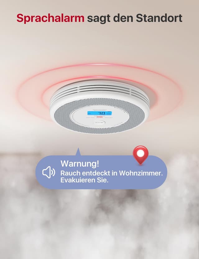 Detalle 2 de X-Sense XP0A-MR Rauch- und CO‑Melder mit Sprachalarm