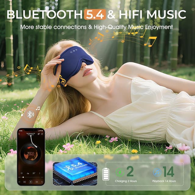 Thumbnail 5 de MUSICOZY Sleep Mask Headphones 14H Bluetooth 5.4