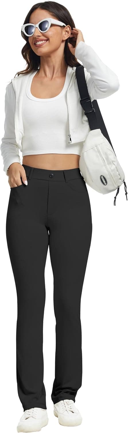 Detalle 2 de VIMPEP Women’s Stretchy Yoga Dress Pants 1202 High-Rise Straight Leg with Pockets (Petite/Regular)