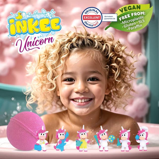 Detalle 2 de INKEE Unicorn bath bombs, 3 x 100g