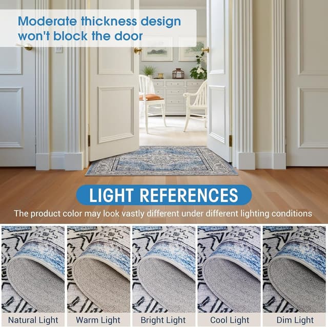 Detalle de Tapis salon vintage Vasip, poil ras lavable en machine 160x230 cm