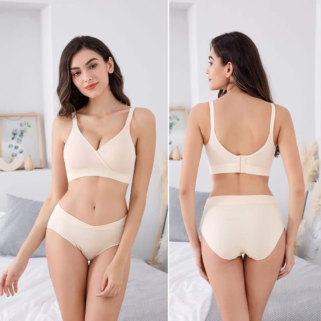 Detalle 2 de Vinfact Nursing Bra 3 Pack Seamless V Neck Maternity & Breastfeeding Bra