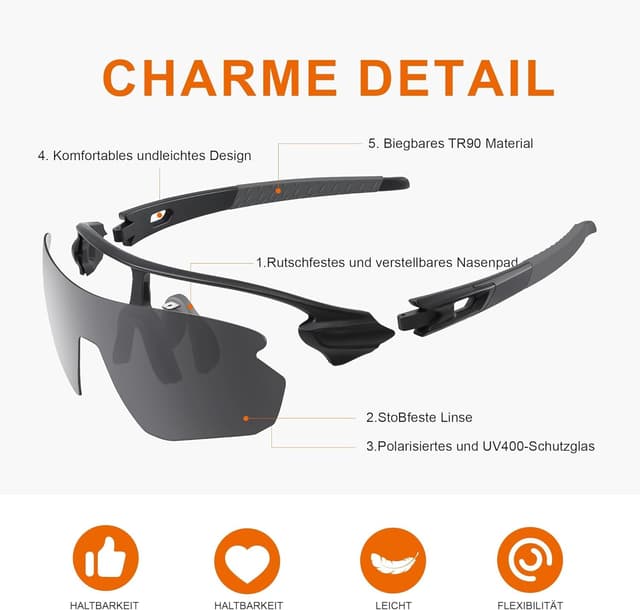 Detalle de Suoso Sportbrille Fahrradbrille Polarisierte UV400