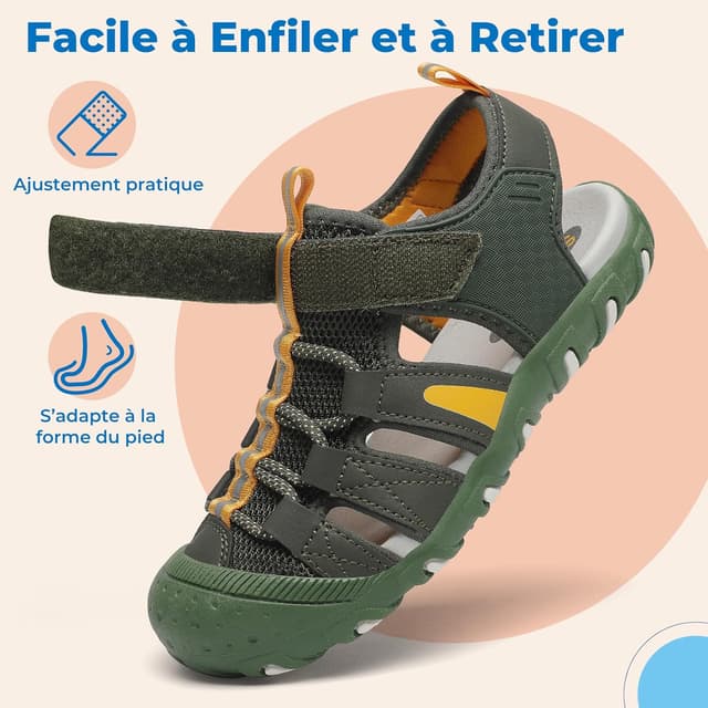 Detalle de SAGUARO sandales enfant à bout fermé (25 à 38) : respirantes, antidérapantes pour l’été