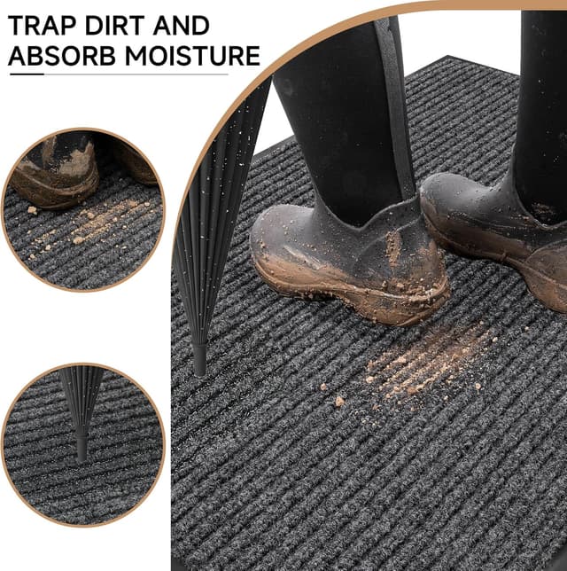 Detalle de 100pointONE Front Door Mat for Outside Entrance (120" x 36") — low profile, non-slip scraper mat