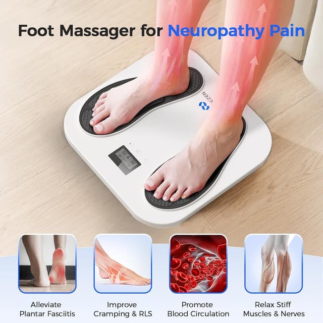 Detalle de Medic Circulation Booster for Feet and Legs – Electric EMS Foot Massager with TENS Technology, 10 Modes and 20 Intensities (White)