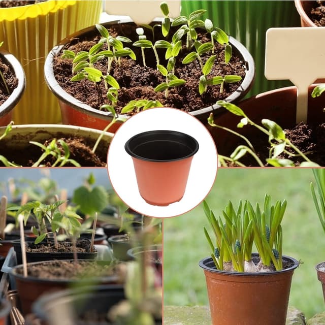 Detalle de KINGLAKE 50-pack 10cm Plastic Plant Pots with 100 Plastic Plant Labels
