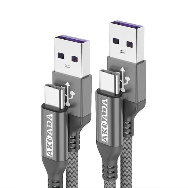 Detalle de AkoaDa USB-C Kabel 5A (2er Set, 1 m) für Schnellladen & Datenübertragung bis 480 Mbit/s – grau