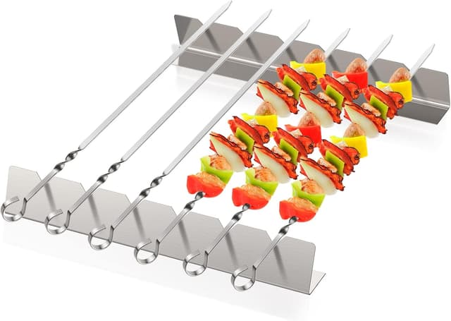 Detalle de Homealexa Stainless Steel BBQ Skewers Set (6 Pack) with Skewer Holders