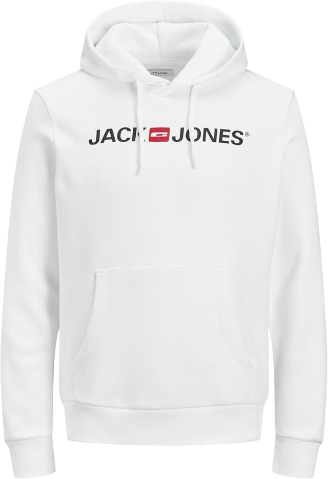 Detalle de Jack & Jones Jjecorp Logo Hood : sweat à capuche homme blanc en mélange de coton (L)
