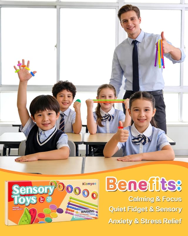 Detalle de Kizmyee 20-teiliges Fidget Toys Set aus Silikon – Sensorikspielzeug zum Stressabbau für Kinder und Erwachsene