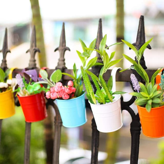Detalle de Trongle 10 Pack 12.5cm Metal Iron Hanging Plant Pots with Detachable Handle & Drainage Holes