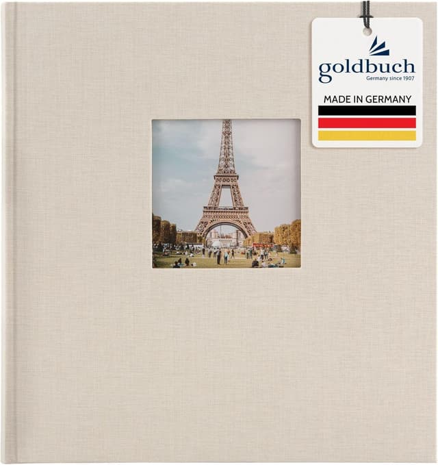 Detalle de goldbuch Bella Vista 27 723 Fotoalbum mit Bildausschnitt (30 x 31 cm, Sandgrau) – 60 weiße Seiten