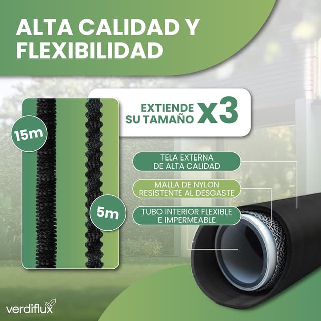Thumbnail 1 de Verdiflux Manguera Jardin 15 m para riego 🌿