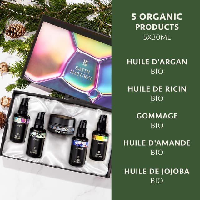 Thumbnail 6 de Satin Naturel Coffret Beauté 5x30 ml : huile d’argan, ricin, amande & jojoba + gommage corps