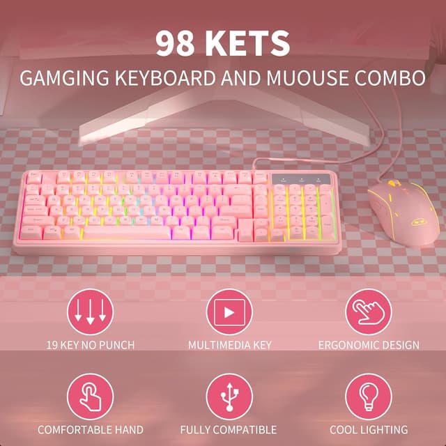 Detalle de MageGee GK980 gaming keyboard 7-colour RGB