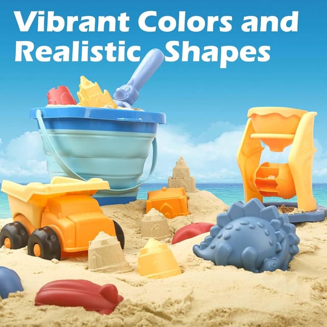 Thumbnail 6 de YIMORE Giochi Spiaggia da 30 pezzi con secchiello pieghevole e borsa a rete