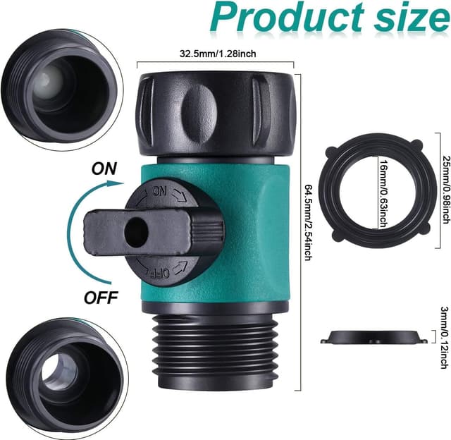 Detalle de Confezione da 4 valvole di intercettazione per tubo da giardino ABS con filetto 3/4