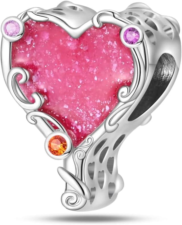 Detalle de KUNSIR Charm-Anhänger für Armband & Kette aus 925 Sterling Silber (Zirkonia) – kompatibel mit europäischen Charms (C10)