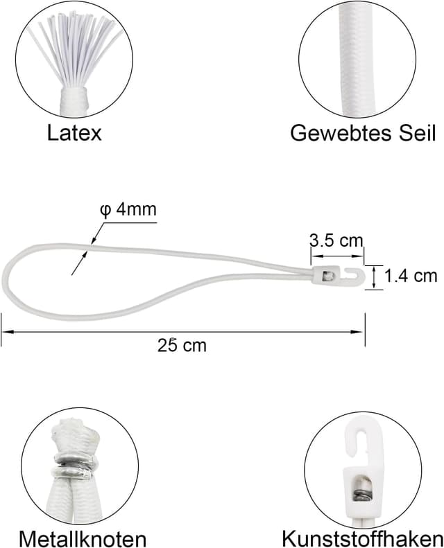Detalle 2 de Spannwummi mit Haken 25 cm, 50 Stück