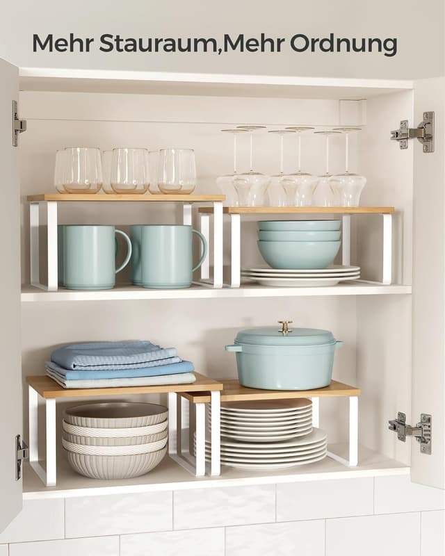 Detalle de SONGMICS Gewürzregal KCS02NW: 2er-Set Küchen-Organizer zum Stapeln und Erweitern