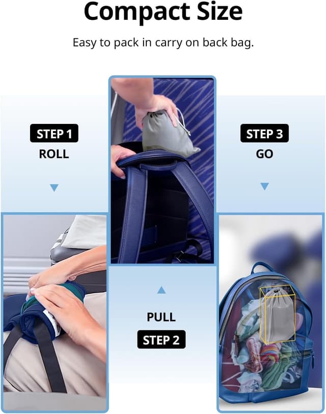 Detalle de Inspireyes travel pillow for airplanes with head strap and sleep eye mask – 360° supported headrest (Light Black)