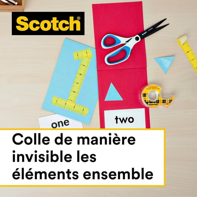 Detalle de Scotch ruban adhésif double-face transparent 12 mm x 22,8 m (1 rouleau)