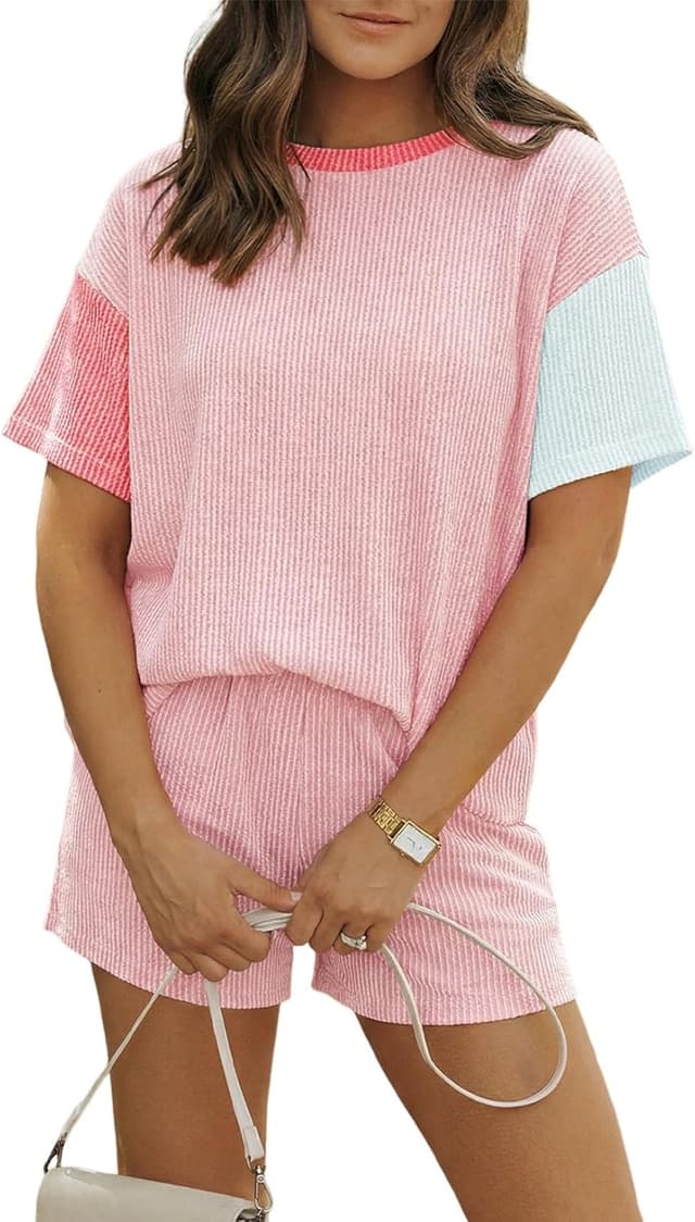 Detalle 2 de MARZXIN Women’s 2-Piece Shorts Set (2026) — Ribbed Knit Casual Summer Lounge & Travel Outfit