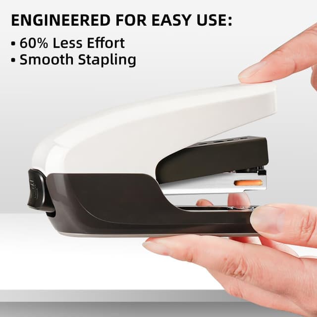 Detalle de SimSign müheloses Heftgerät mit 2000 Heftklammern (für 25 Blatt) – schwarz/weiß