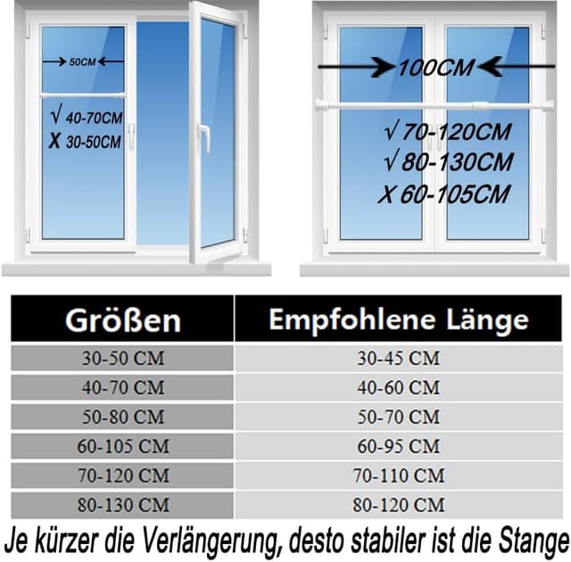 Detalle de 2 Piezas Barra Cortinas Extensible Blanca 🏠 Sin Taladro