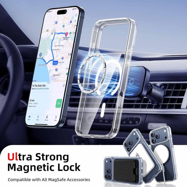 Detalle de Ntwinro Magnetic Clear Case with Detachable Wallet for iPhone 17 Pro (MagSafe Compatible)