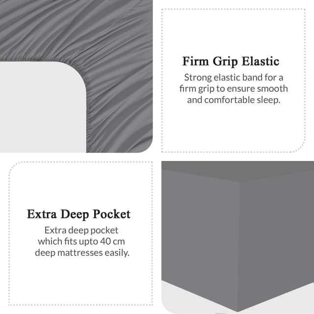 Detalle 2 de Pamposh Double Fitted Sheet Extra Deep Pocket (40 cm / 16 inches) – Premium Brushed Microfibre, Hypoallergenic Fitted Bed Sheet