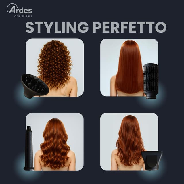 Detalle 2 de Ardes ESTYLIA asciugacapelli e modellatore 5 in 1 con motore digitale 110.000 rpm e tecnologia Coanda