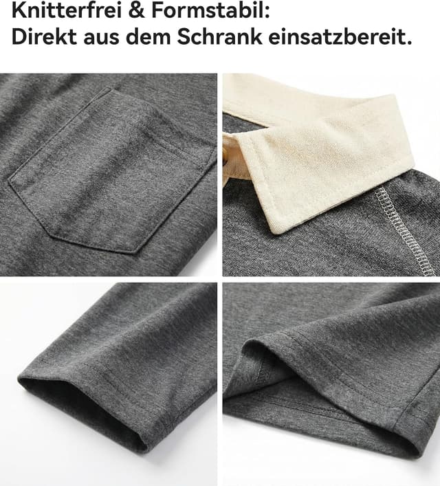 Detalle 2 de Poloshirt Herren Langarm mit Giraffen Stickerei