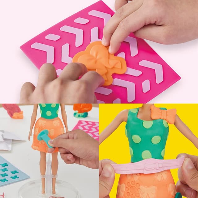Detalle 2 de Play-Doh Barbie Perlen & Schleifen Accessoire-Pack – Zubehör für Puppenkleidung aus Knete