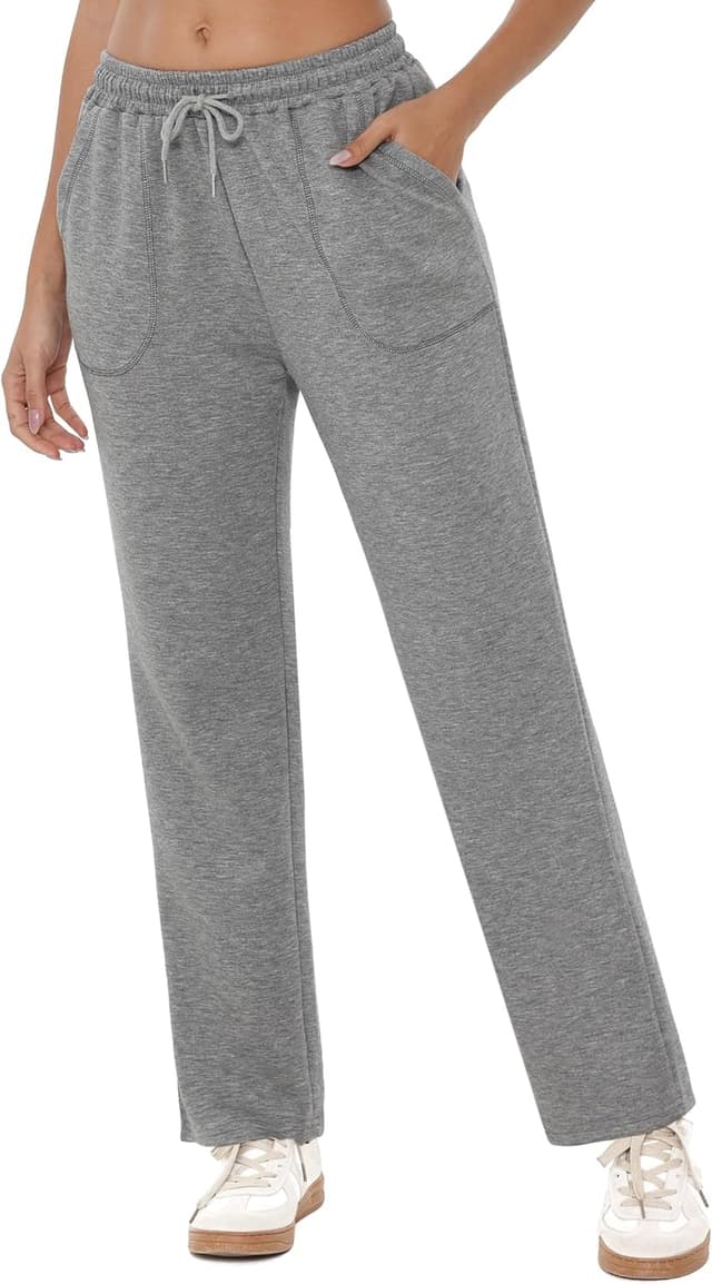 Detalle de Crewhpo Pantalon de jogging femme droit, taille haute et poches latérales
