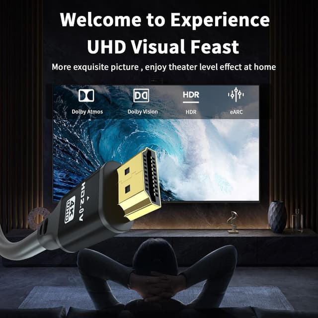 Detalle de charlore HDMI-Kabel 10 m (HDMI 2.0, 18 Gbit/s) für 4K@60 Hz – Ultra High Speed