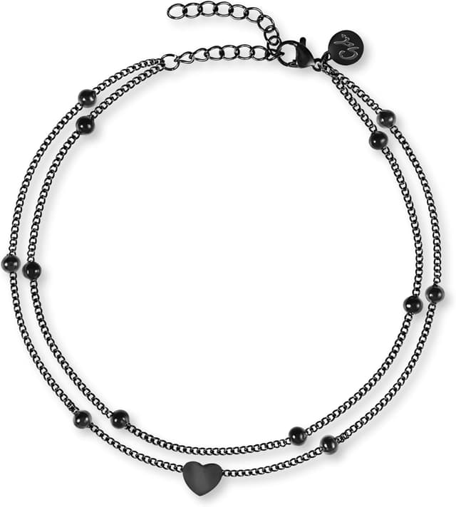 Detalle de Gd. GOOD.designs EST. 2015 Fußkettchen Herz für Damen – wasserfest, verstellbar & filigran aus 316L Edelstahl