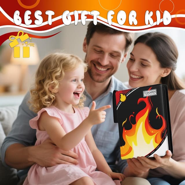 Thumbnail 6 de Trading Card Binder 9 Pocket with Zipper, 3-Ring Album and 50 Removable Sleeves (Standard Size)