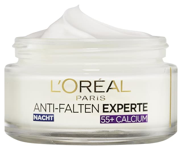 Detalle de L’Oréal Paris Anti-Falten Experte 55+ Nachtcreme mit Calcium – feuchtigkeitsspendende Anti-Aging Nachtpflege (50 ml)