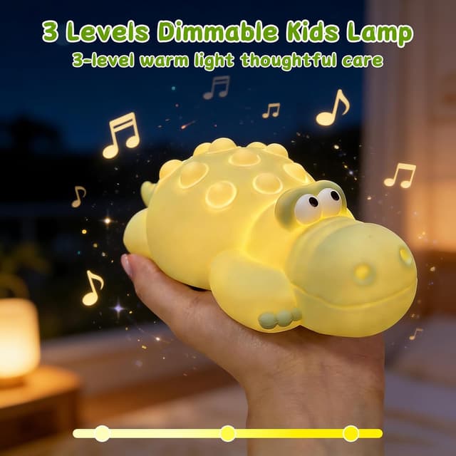 Detalle de Gemmac Krokodil Nachtlicht mit White Noise, 3 Stufen warmes Licht & 30-Minuten-Timer