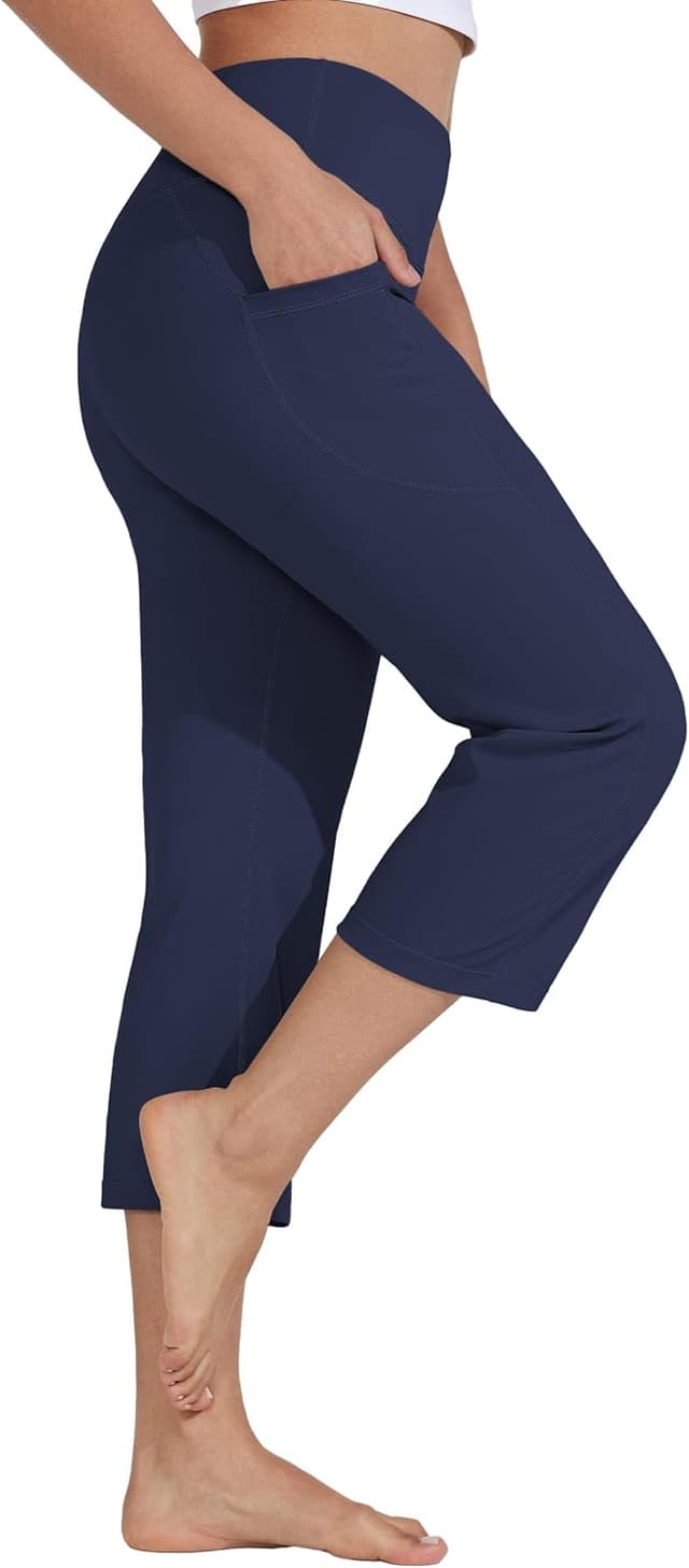Detalle de Willit Women’s High-Waist Yoga Capris (21" Inseam) Straight-Leg Workout Leggings with Pockets