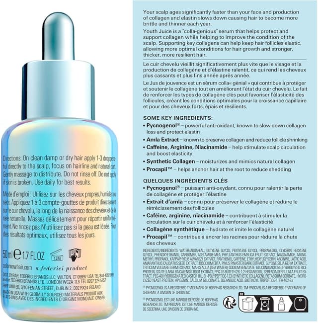 Detalle de Color Wow Youth Juice Collagen Scalp Treatment – lightweight scalp serum for thinning support
