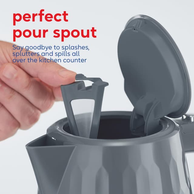 Detalle de Russell Hobbs Honeycomb 1.7L Cordless Electric Kettle (26053) – grey plastic, fast boil 3KW