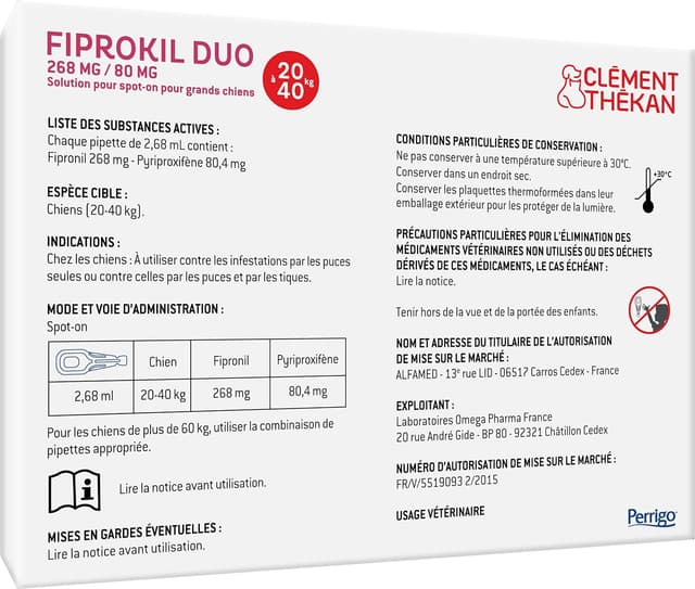 Detalle de CLÉMENT THÉKAN Fiprokil DUO antiparasitaire